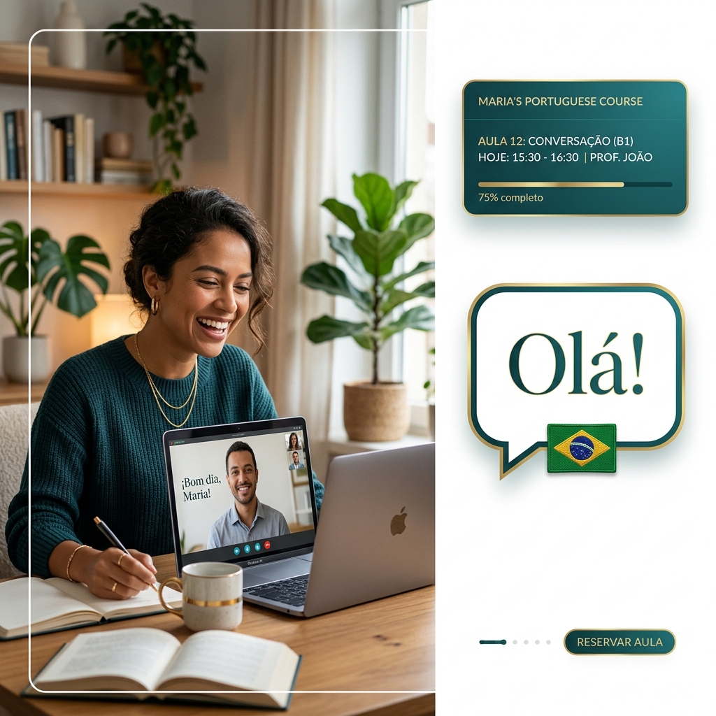 Live online Portuguese lesson in session